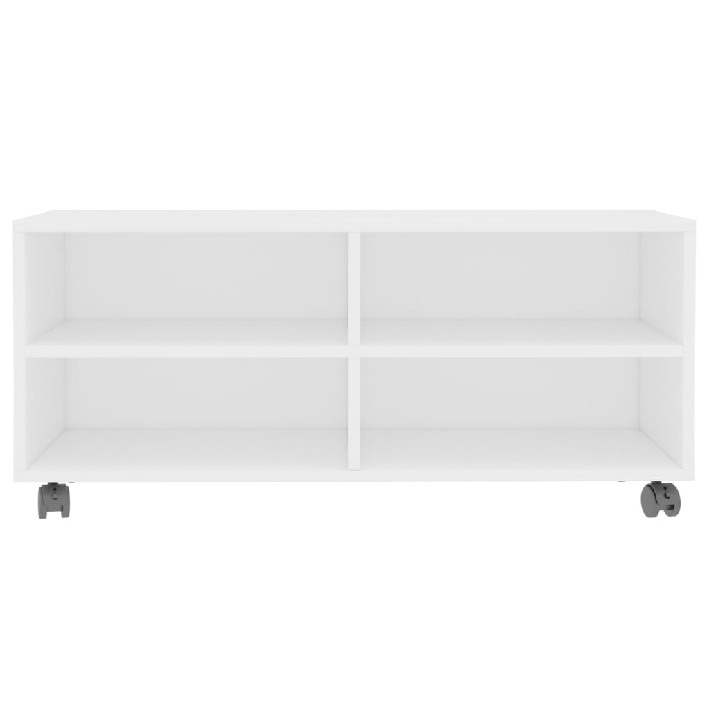 TV spintelė su ratukais, balta, 90x35x35cm, apdirbta mediena - Namų Idėja