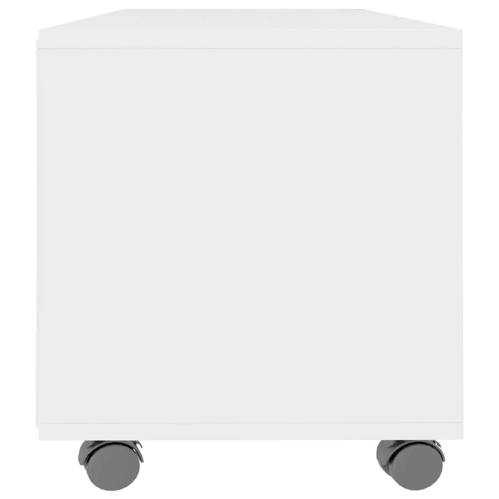 TV spintelė su ratukais, balta, 90x35x35cm, apdirbta mediena - Namų Idėja