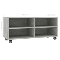 TV spintelė su ratukais, betono, 90x35x35cm, apdirbta mediena - Namų Idėja