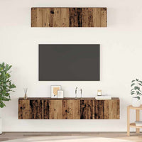 TV spintelės komplektas 4 pcs Sena mediena Vidutinė - Namų Idėja