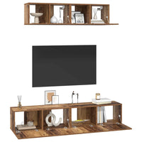 TV spintelės komplektas 4 pcs Sena mediena Vidutinė - Namų Idėja
