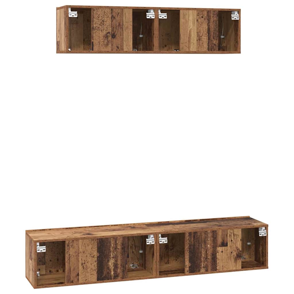 TV spintelės komplektas 4 pcs Sena mediena Vidutinė - Namų Idėja