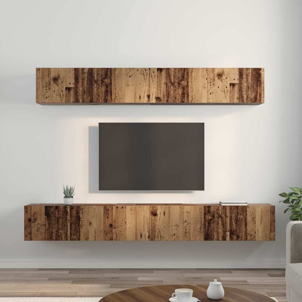 TV spintelės komplektas su lentyna 5 pcs Sena mediena Vidutinė - Namų Idėja