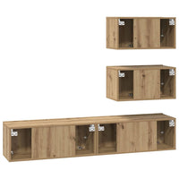 TV spintelių komplektas 4 pcs artisano ąžuolo 80 x 30 x 30 cm - Namų Idėja