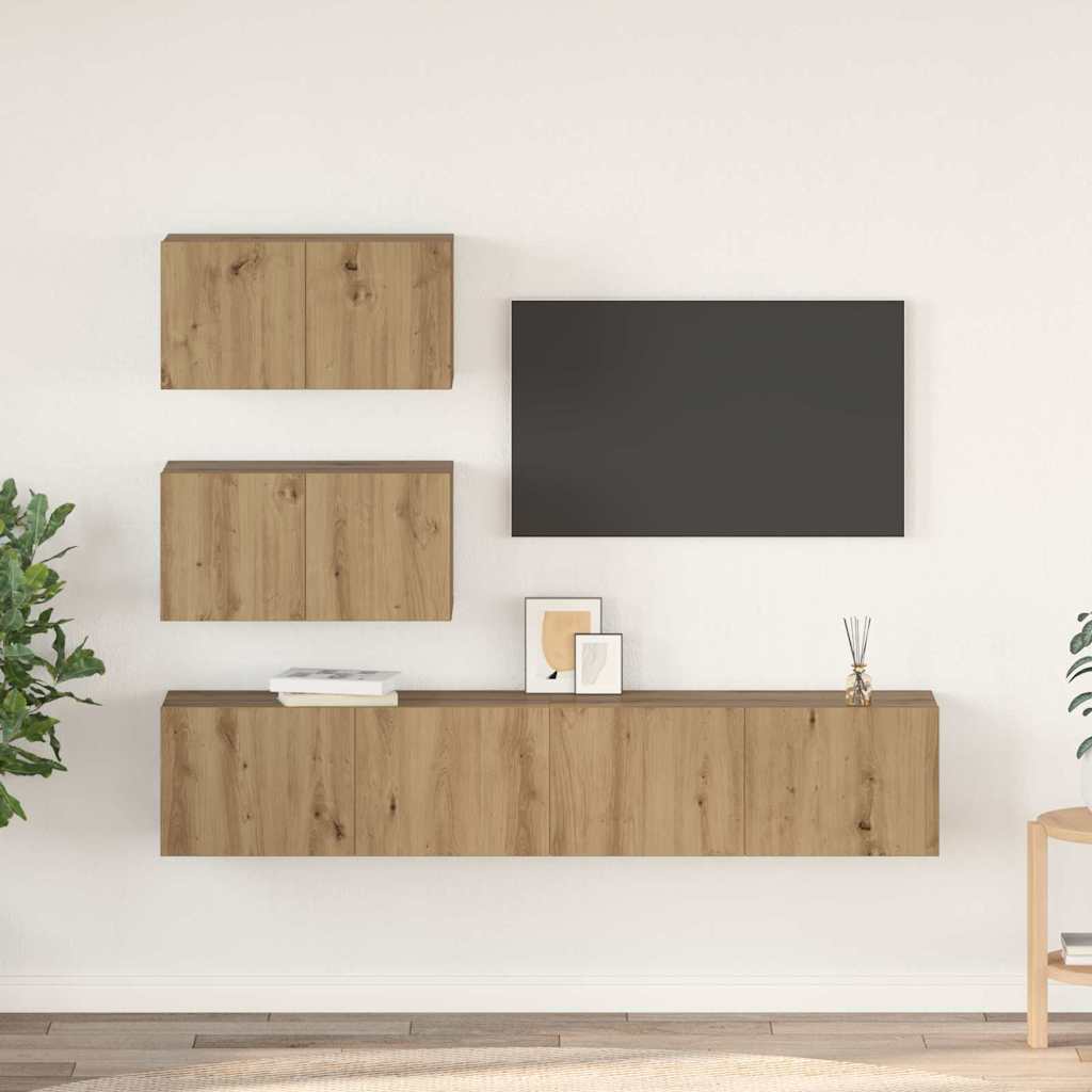 TV spintelių komplektas 4 pcs artisano ąžuolo 80 x 30 x 30 cm - Namų Idėja