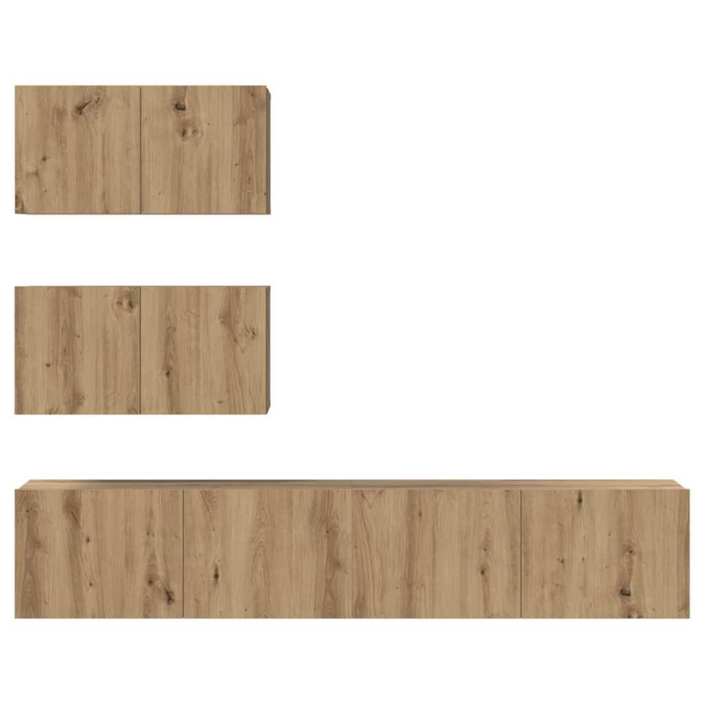 TV spintelių komplektas 4 pcs artisano ąžuolo 80 x 30 x 30 cm - Namų Idėja