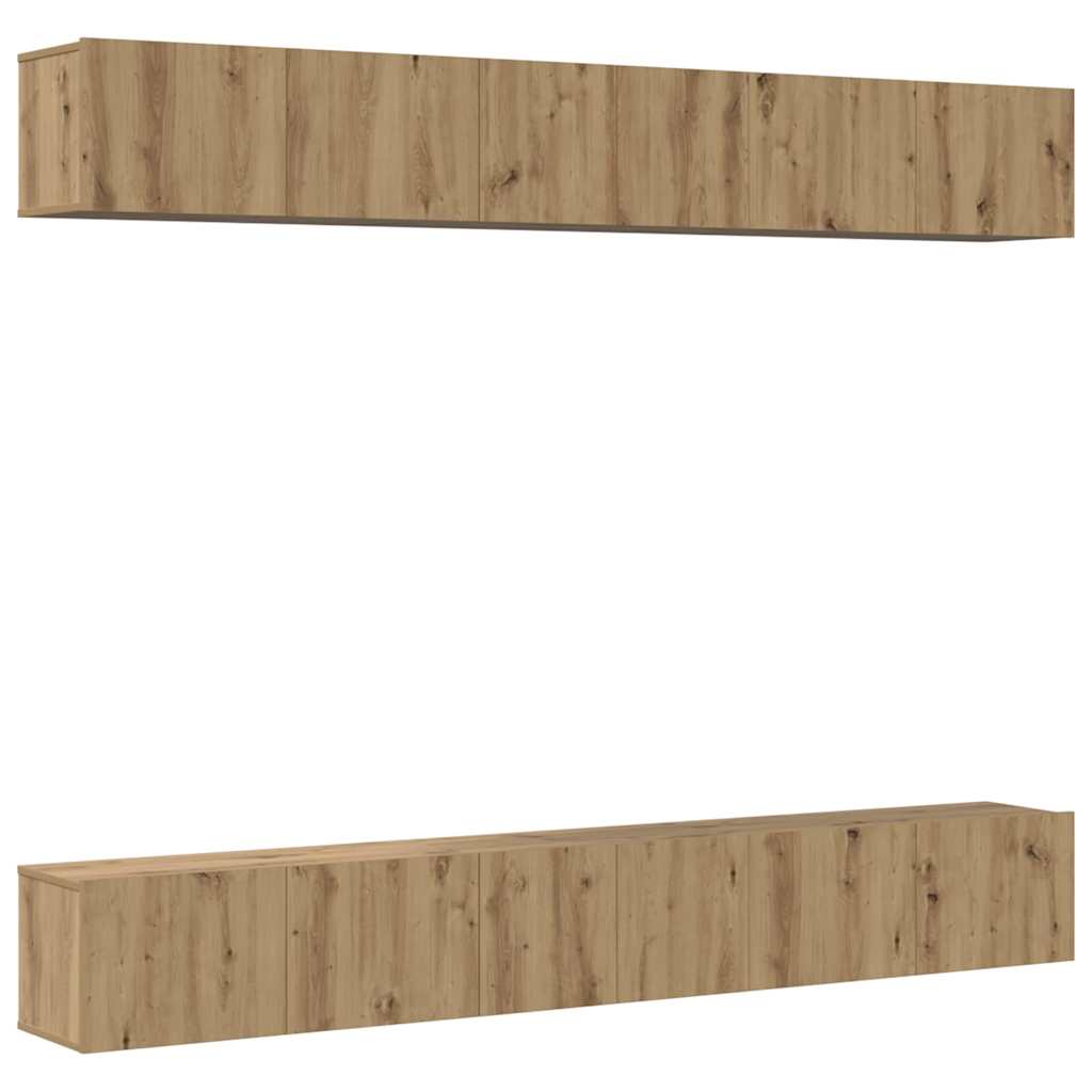 TV spintelių komplektas 6 pcs artisano ąžuolo 60 x 30 x 35 cm - Namų Idėja