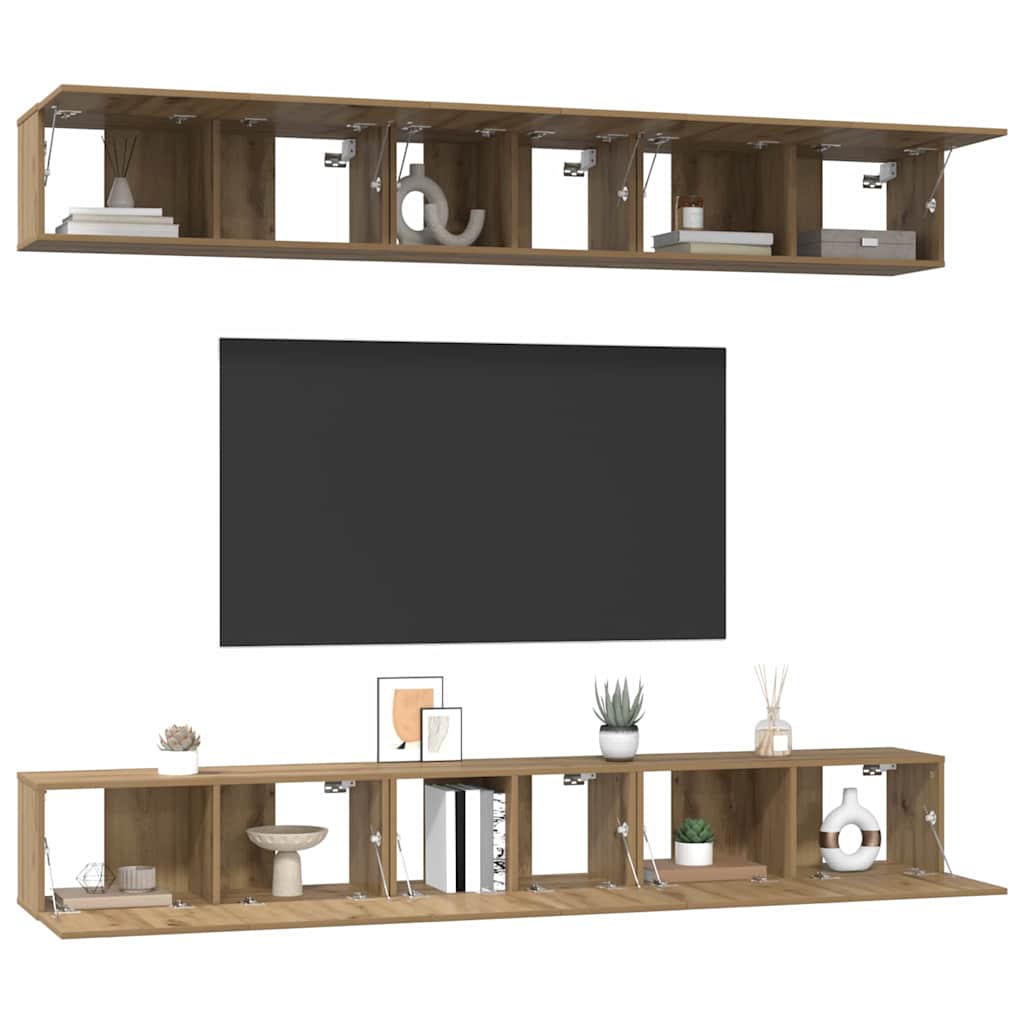 TV spintelių komplektas 6 pcs artisano ąžuolo 60 x 30 x 35 cm - Namų Idėja