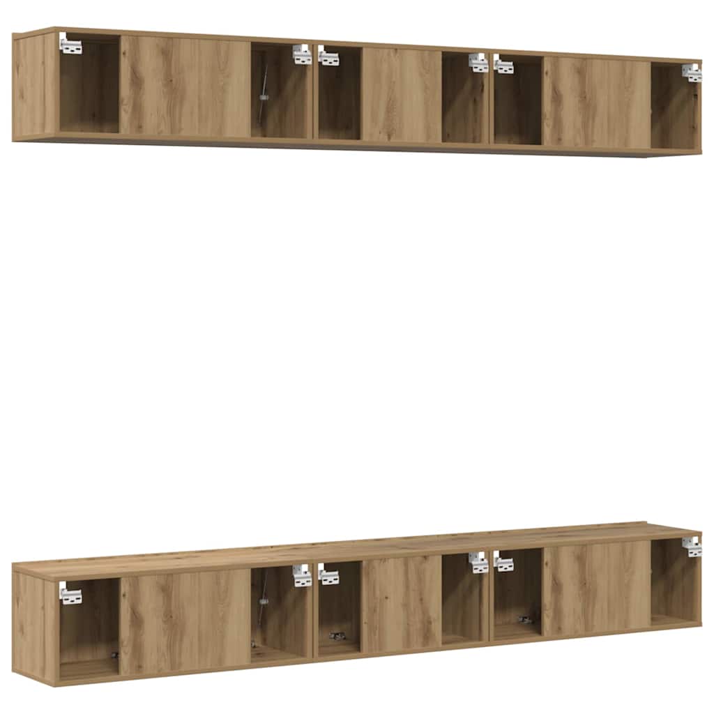 TV spintelių komplektas 6 pcs artisano ąžuolo 60 x 30 x 35 cm - Namų Idėja