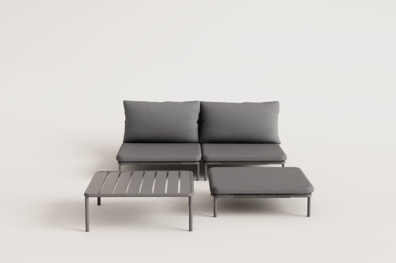 Garden furniture set GRAPHITE, sofa and pouf