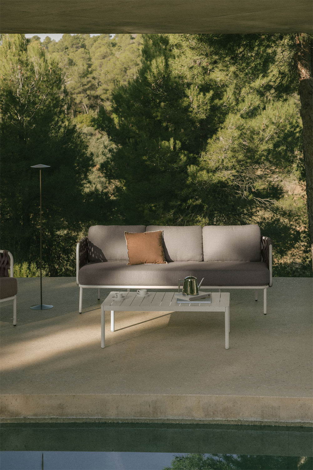 Outdoor furniture set TEVARY, sofa and table, hazelnut