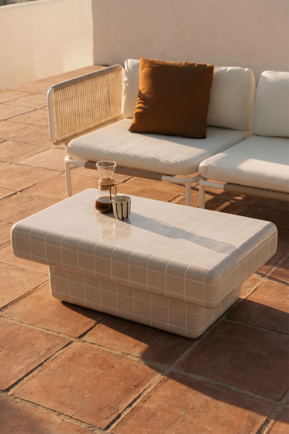 CERO Rectangular Outdoor Coffee Table, Green Cement (Option 2)
