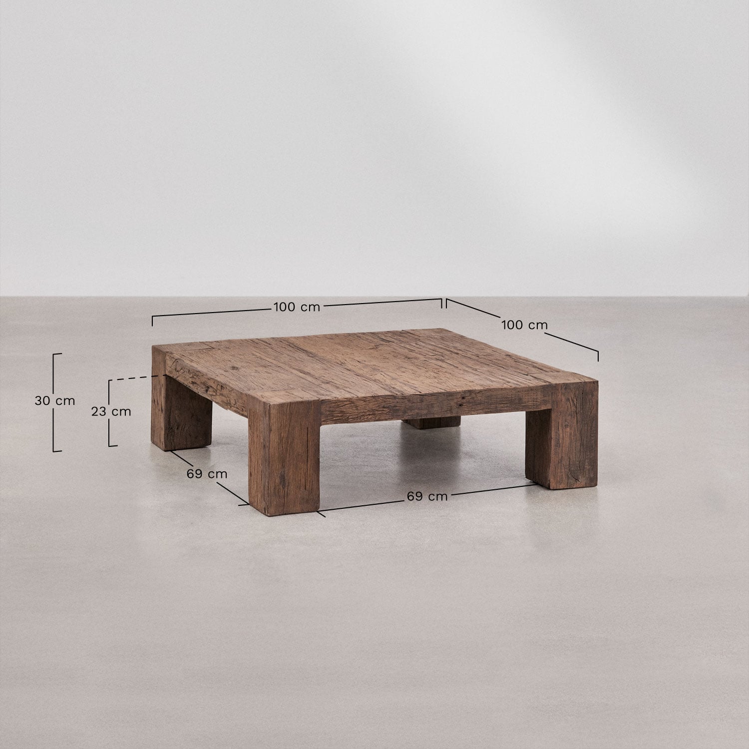 Coffee table JENDEA square, reclaimed wood