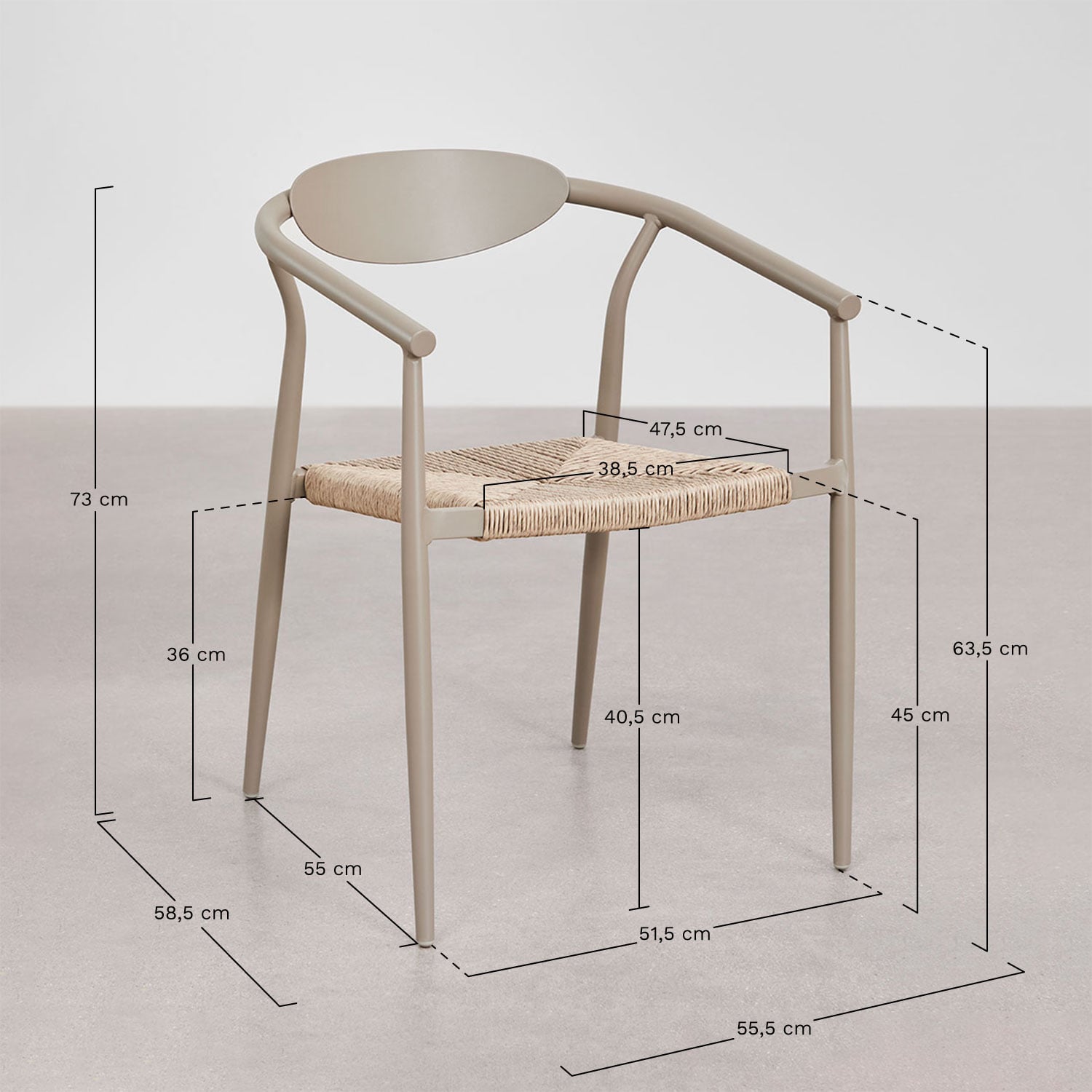 Outdoor set VALERIE, round table, 4 chairs, white