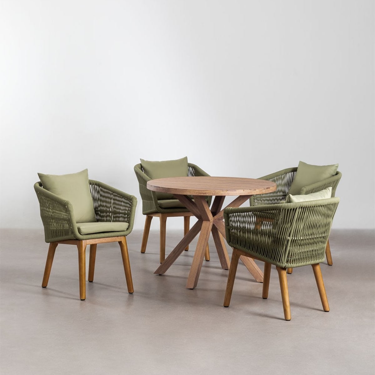 NAELE outdoor dining set, 5 pieces, bamboo green
