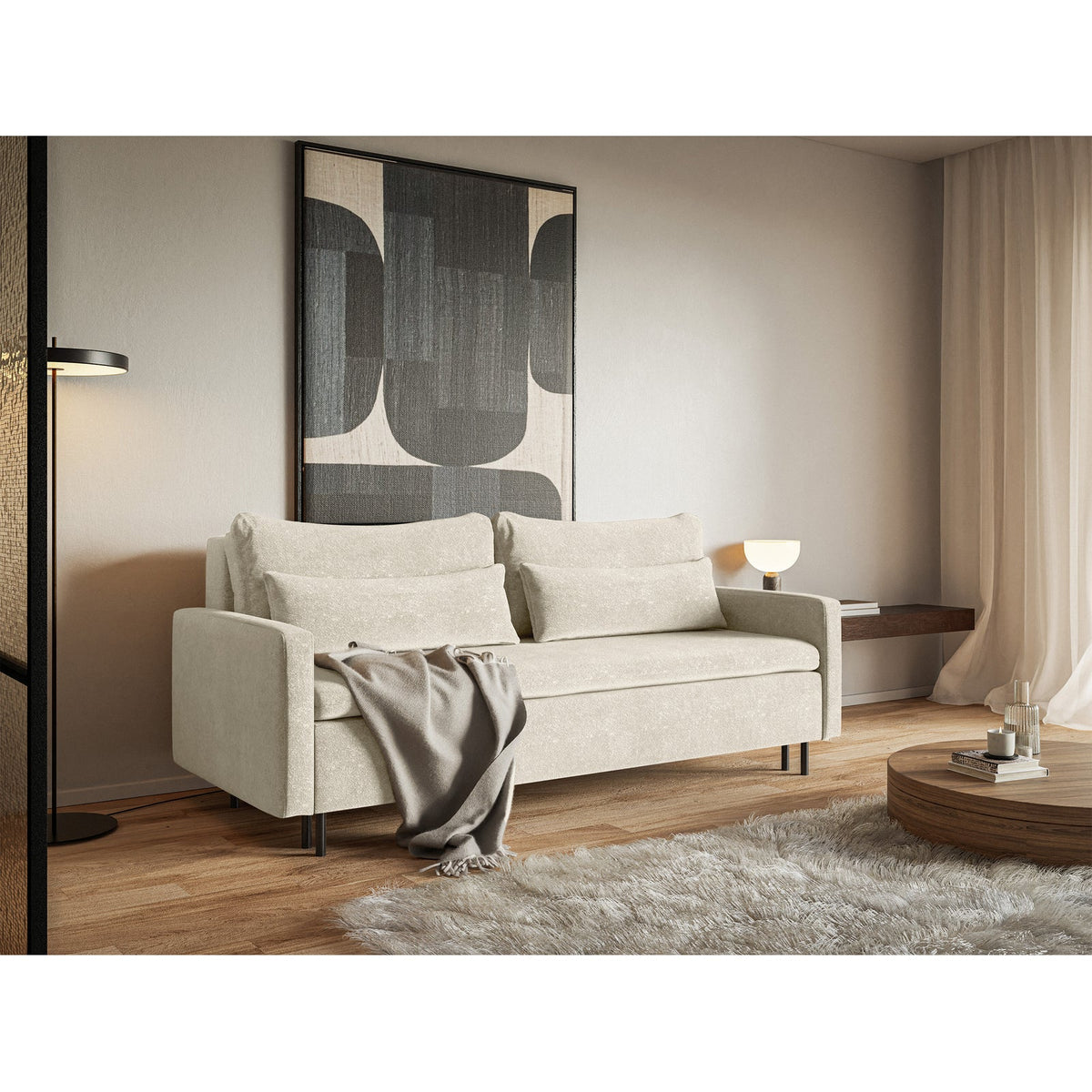 Sofa-lova EDENA, kreminė – paviršiaus vaizdas