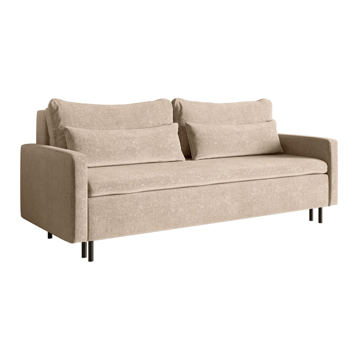 Sofa-lova EDENA, smėlinė – dydžio palyginimas