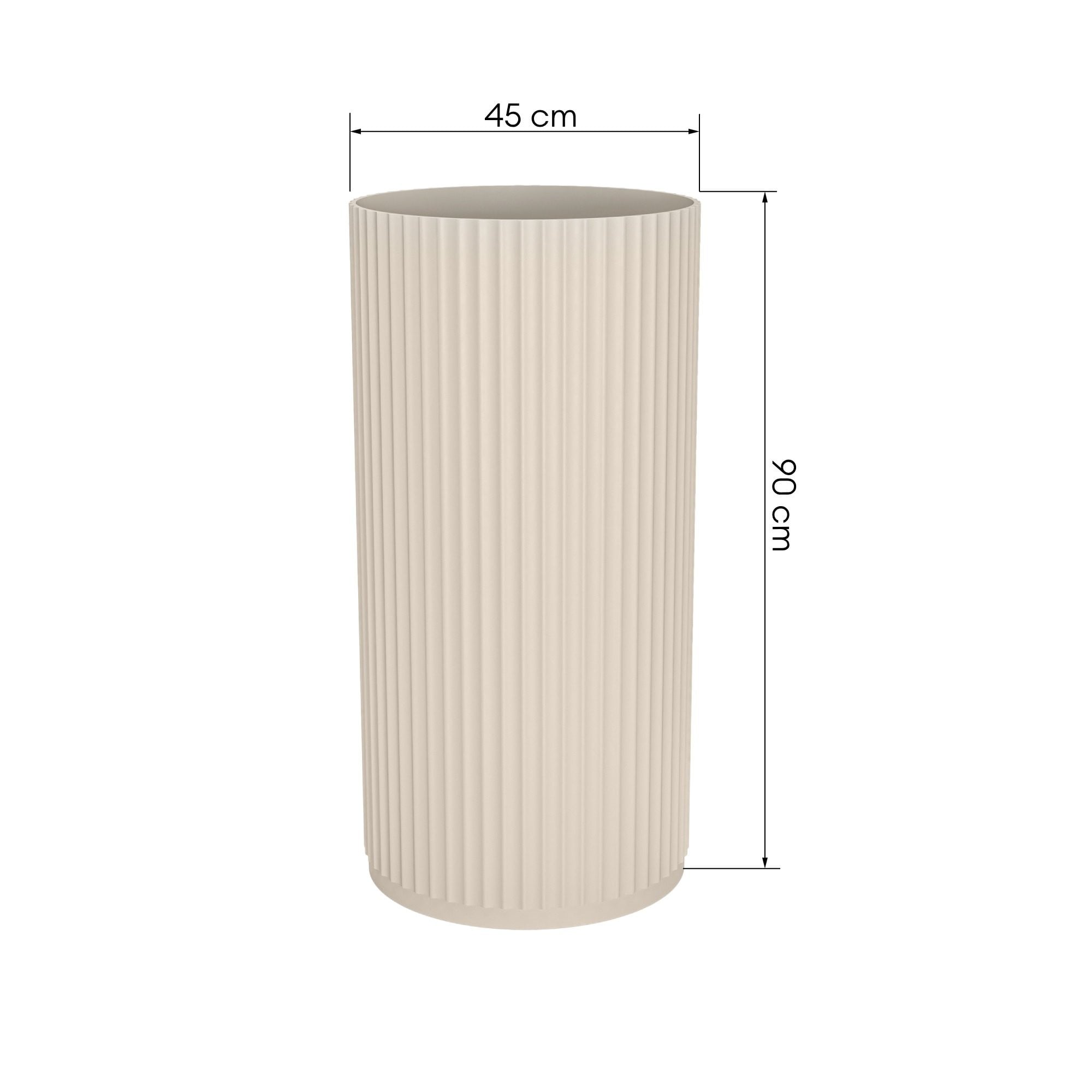 Free-standing washbasin COLINE, ribbed, grey-beige, 45x90 cm