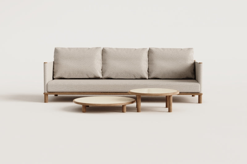 Set AKORAS, sofa and side tables, white