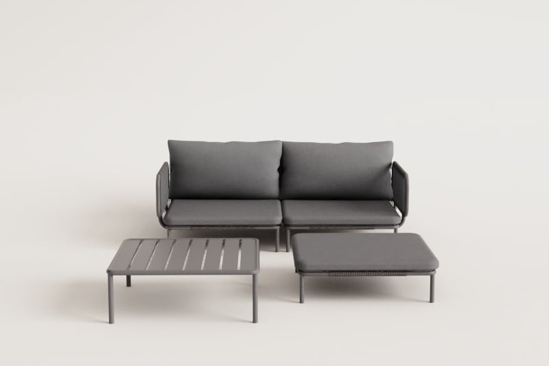Lauko sofa GRAFITO, dviejų dalių, grafito pilka