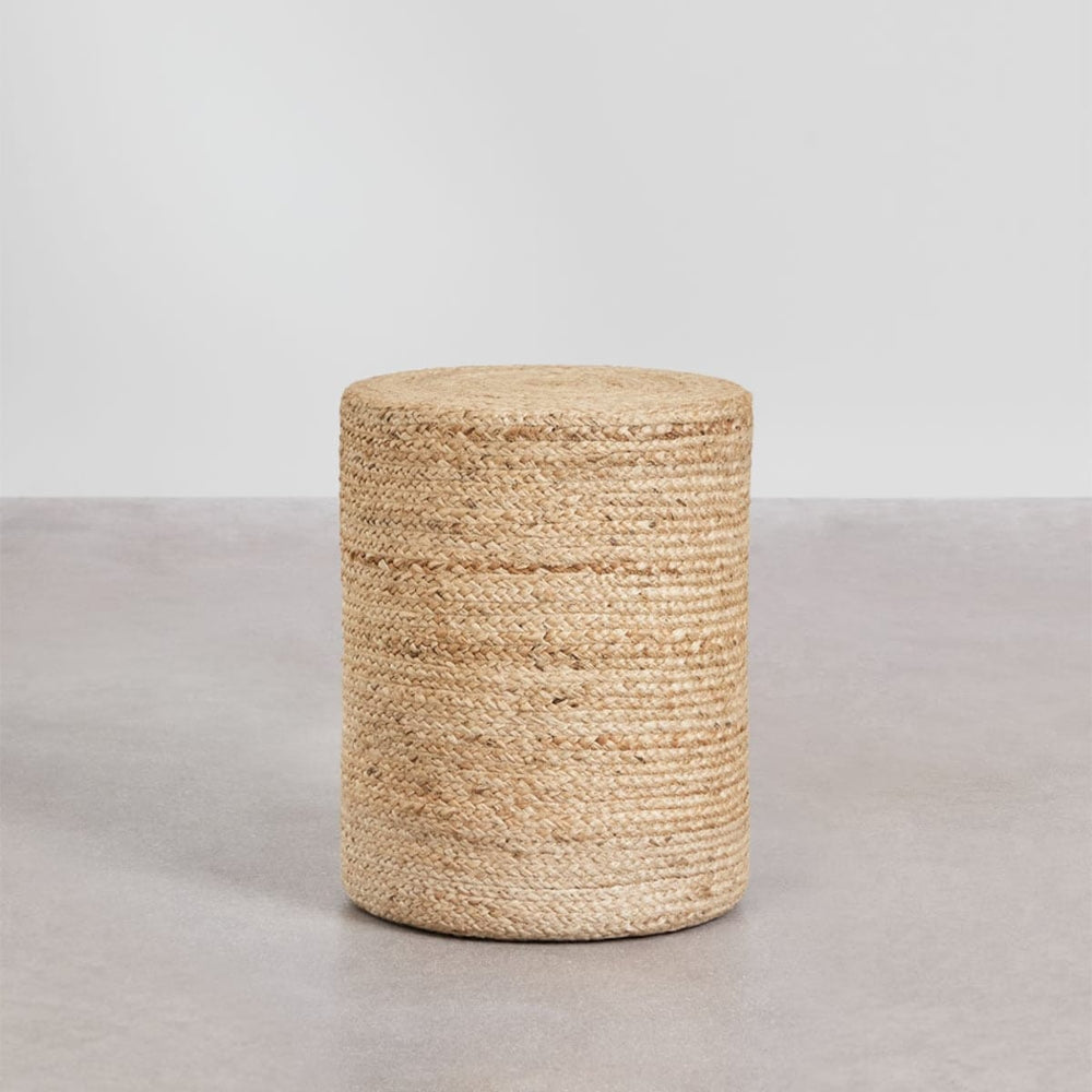 Round outdoor pouffe VELORAN, jute fiber