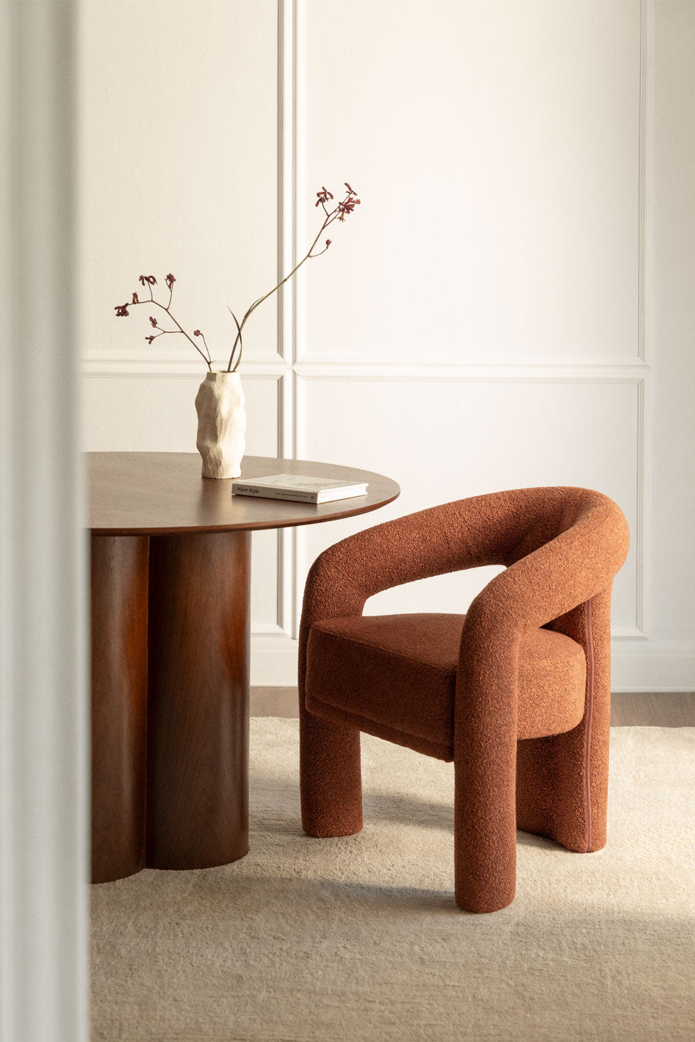 Dining chair GRECA, bouclé, red