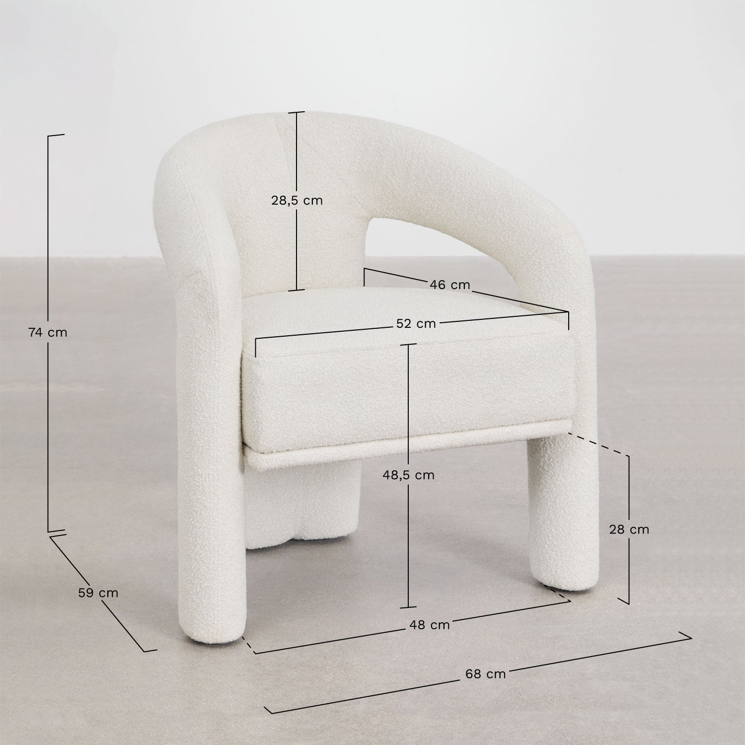 Dining chair GRECA, bouclé, red