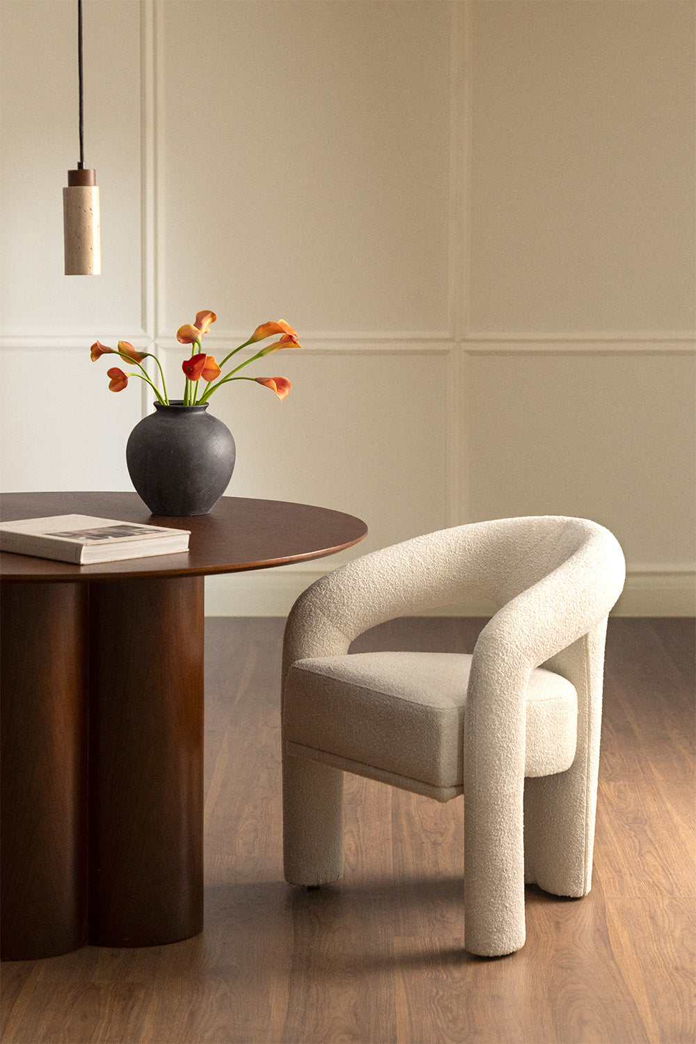 Dining chair GRECA, bouclé, red