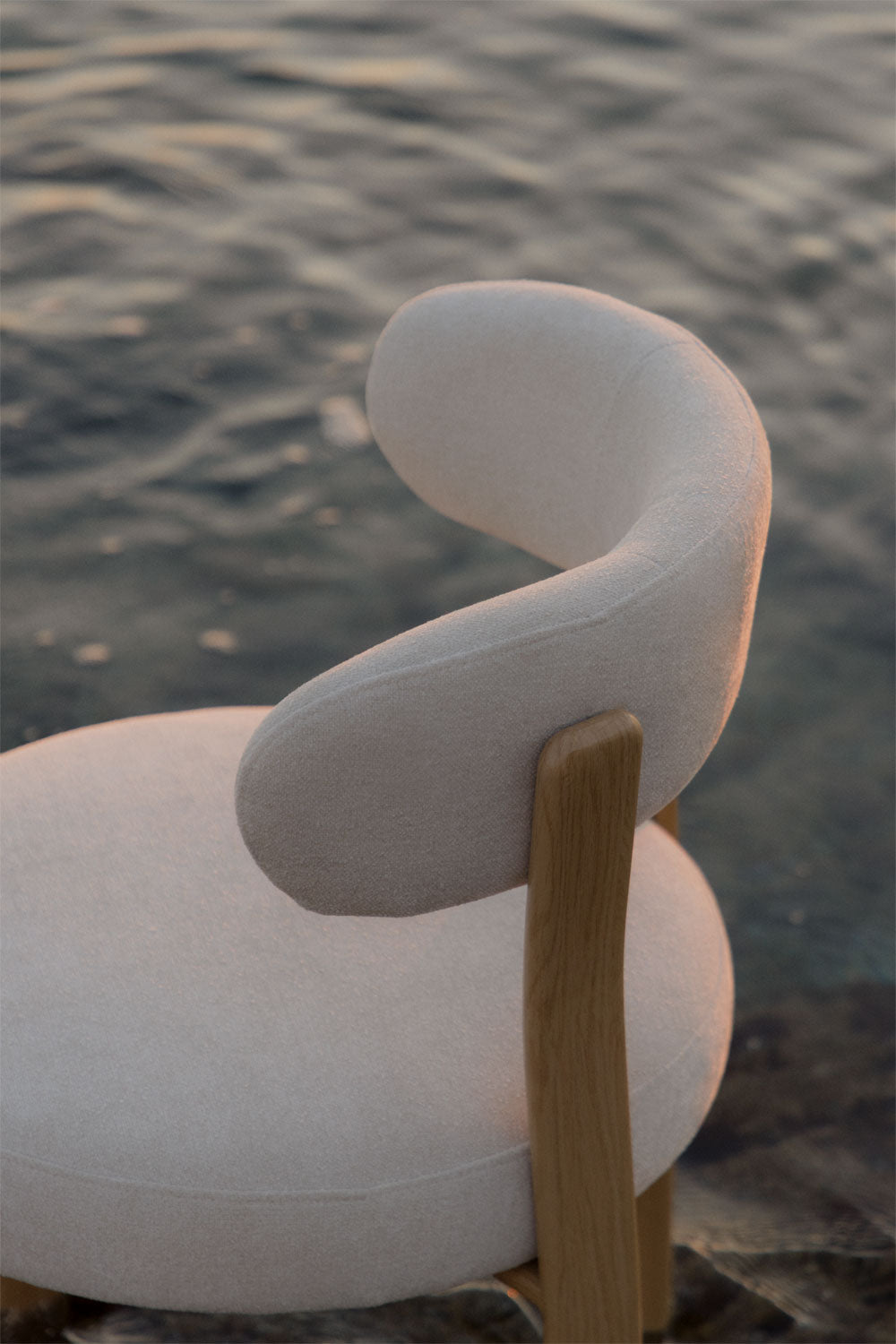 Dining chair JOLIE, natural color, cream chenille