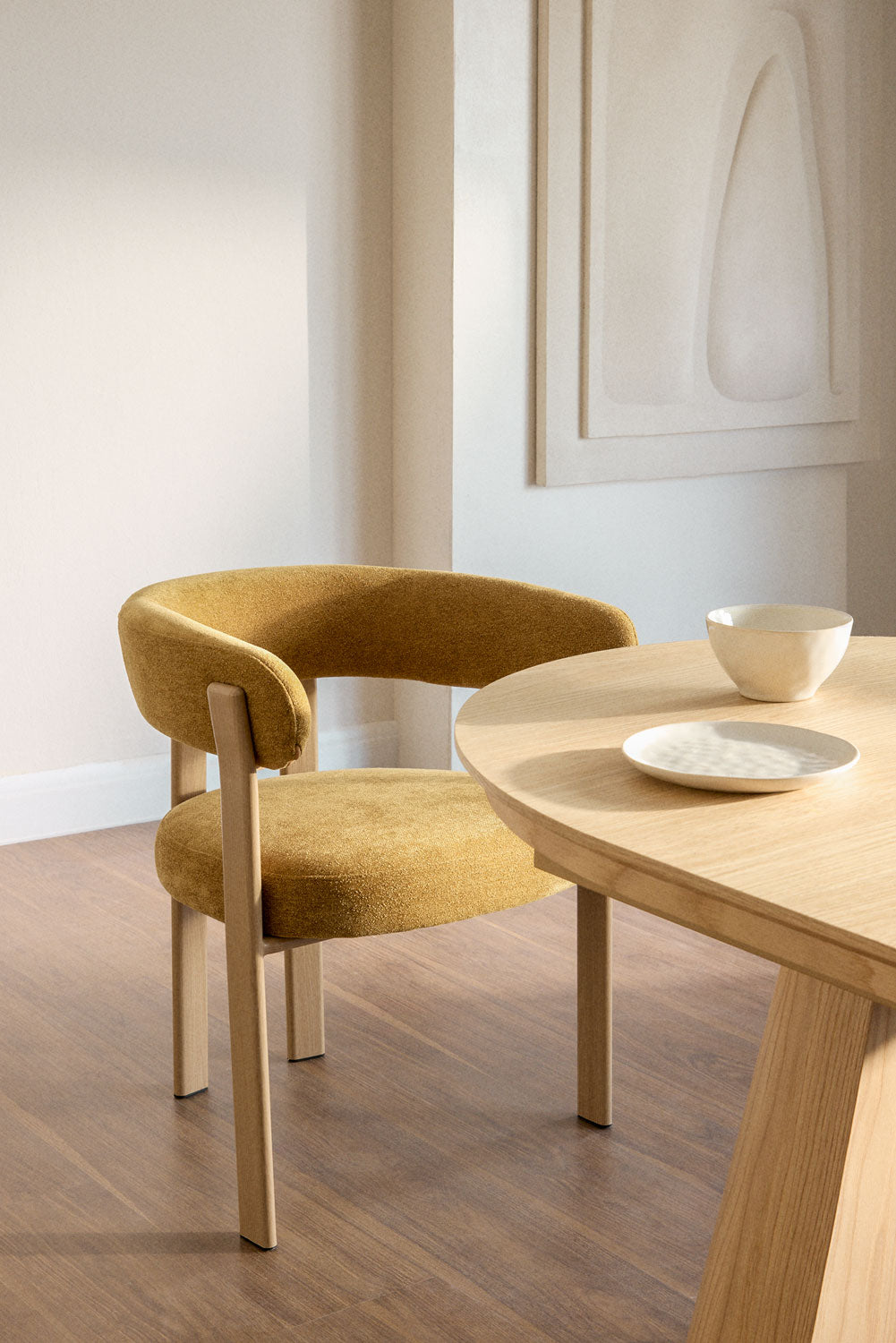 Dining chair JOLIE with armrests, yellow