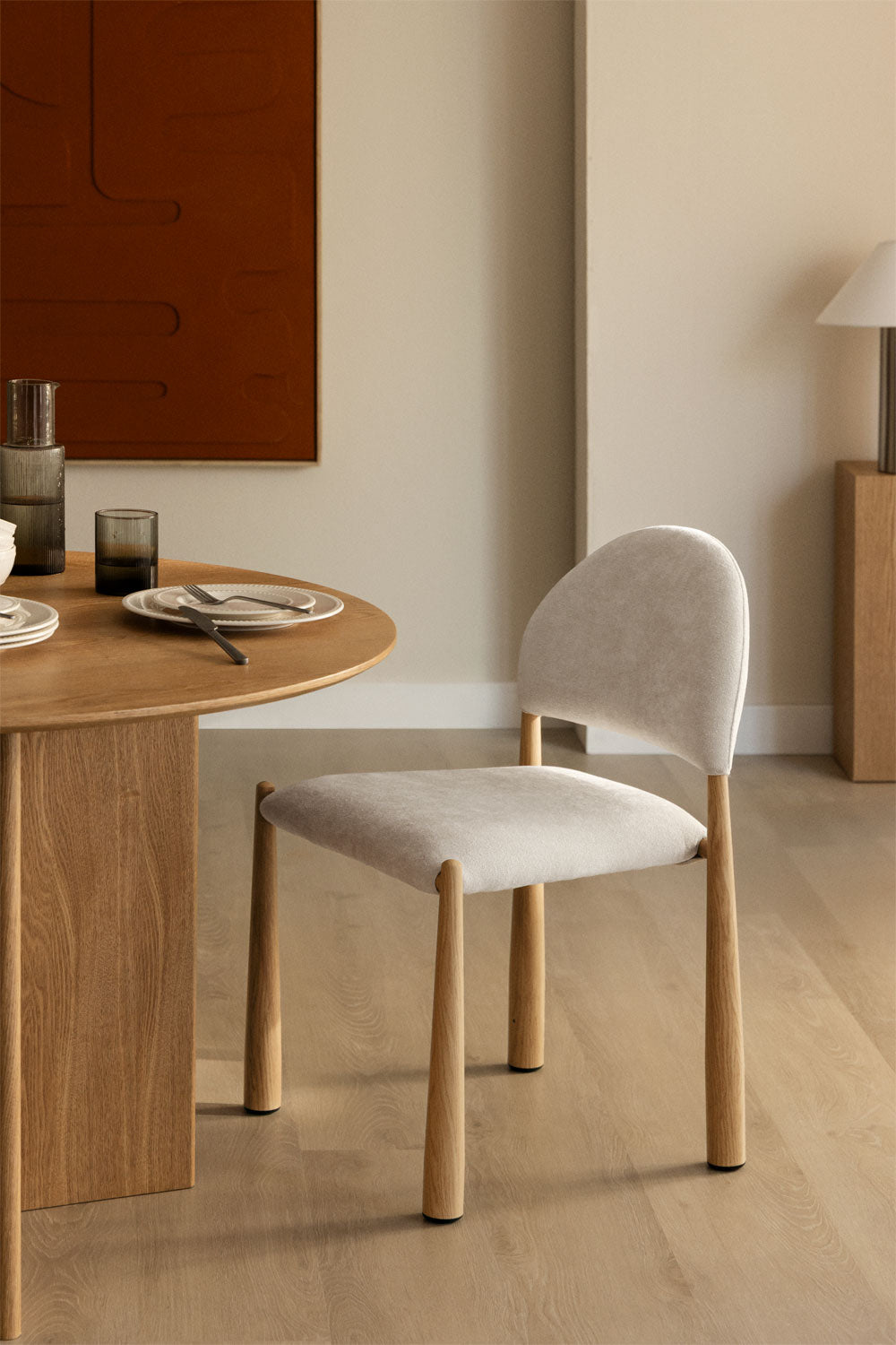KAREORA dining chair, cream bouclé