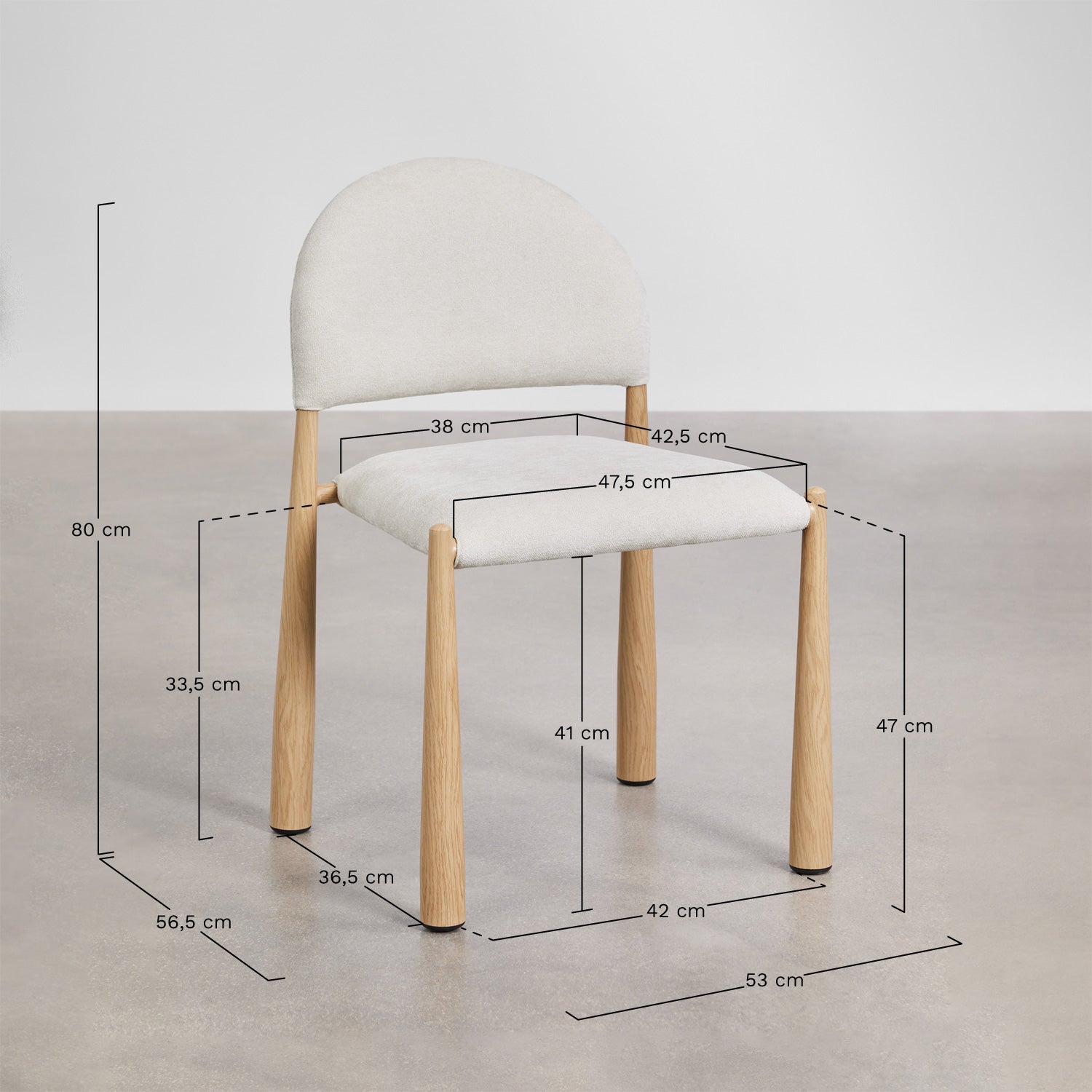 KAREORA dining chair, cream bouclé
