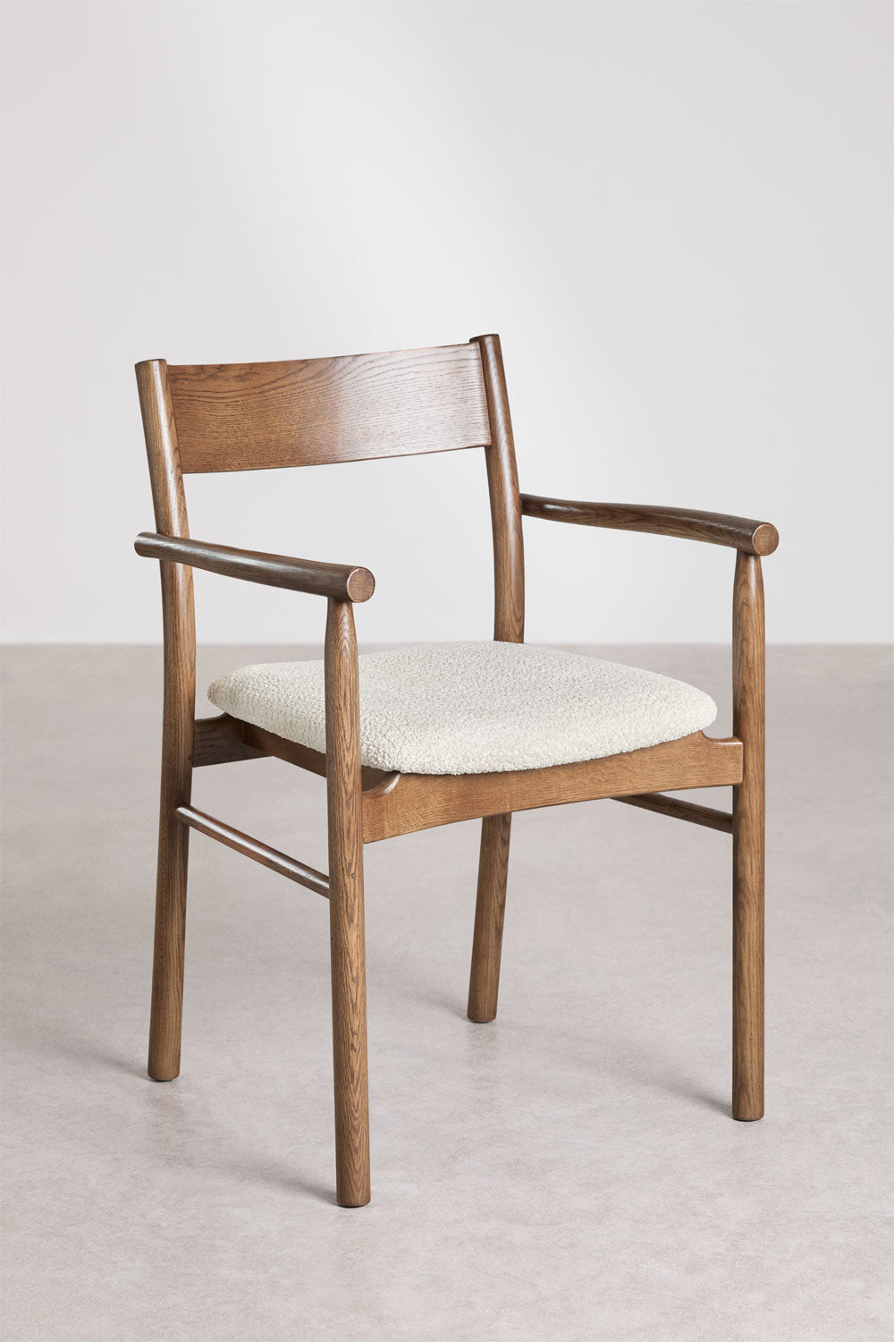Dining chair MARA, black wood frame, bouclé fabric