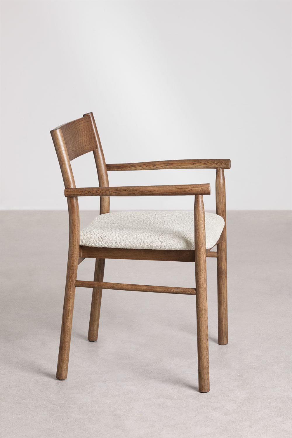 Dining chair MARA, black wood frame, bouclé fabric