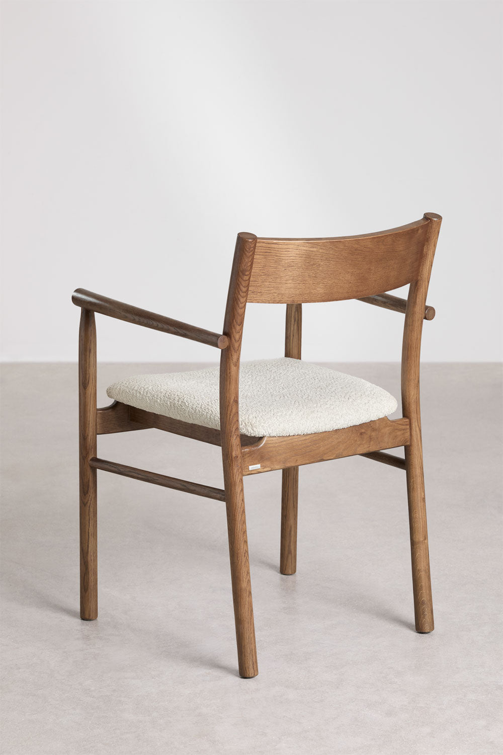 Dining chair MARA, black wood frame, bouclé fabric