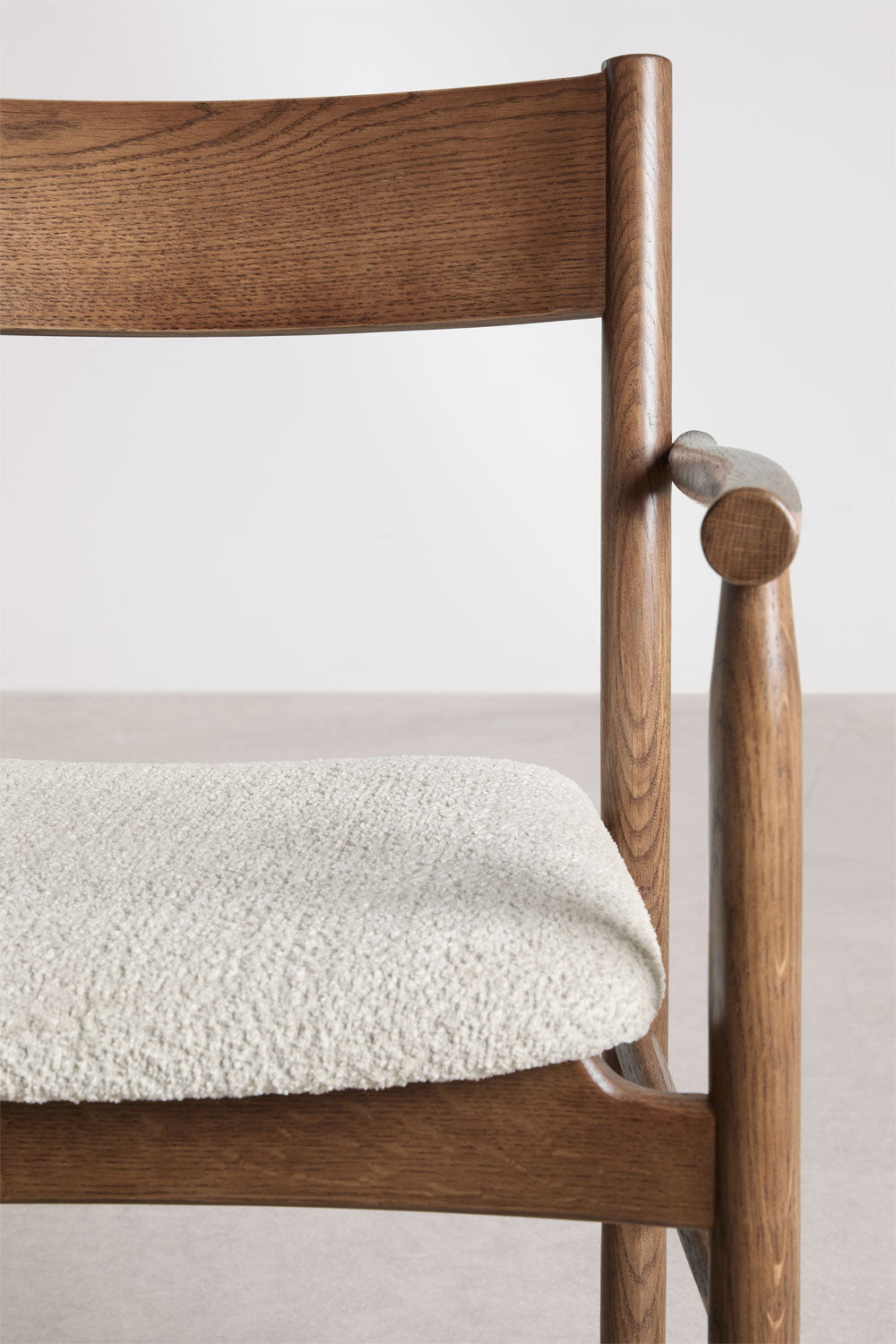 Dining chair MARA, black wood frame, bouclé fabric