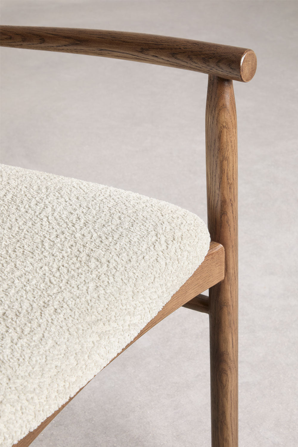 Dining chair MARA, black wood frame, bouclé fabric