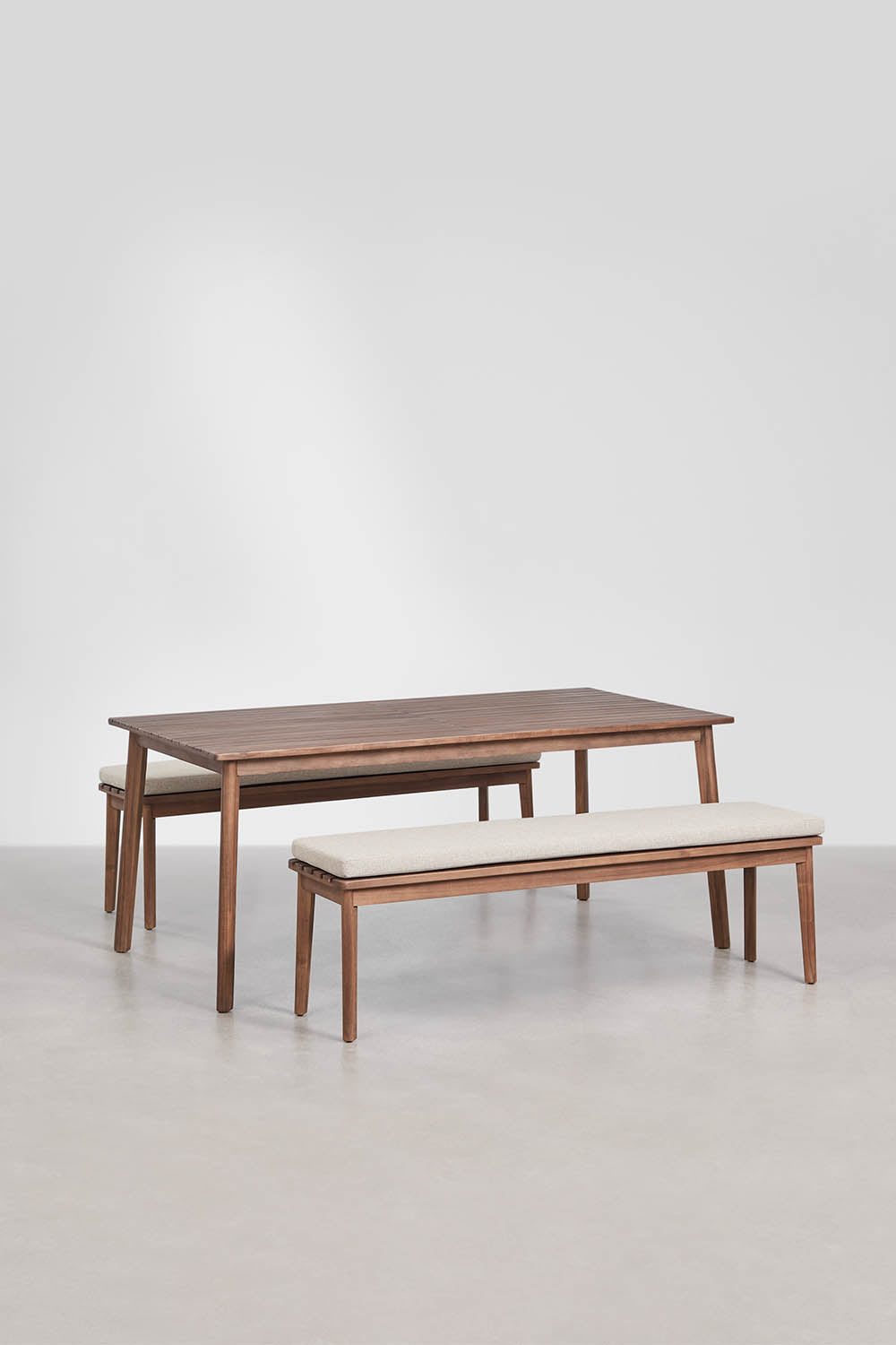 Valgomojo komplektas KAROLINA, stalas 180x90 cm + 2 suoliukai