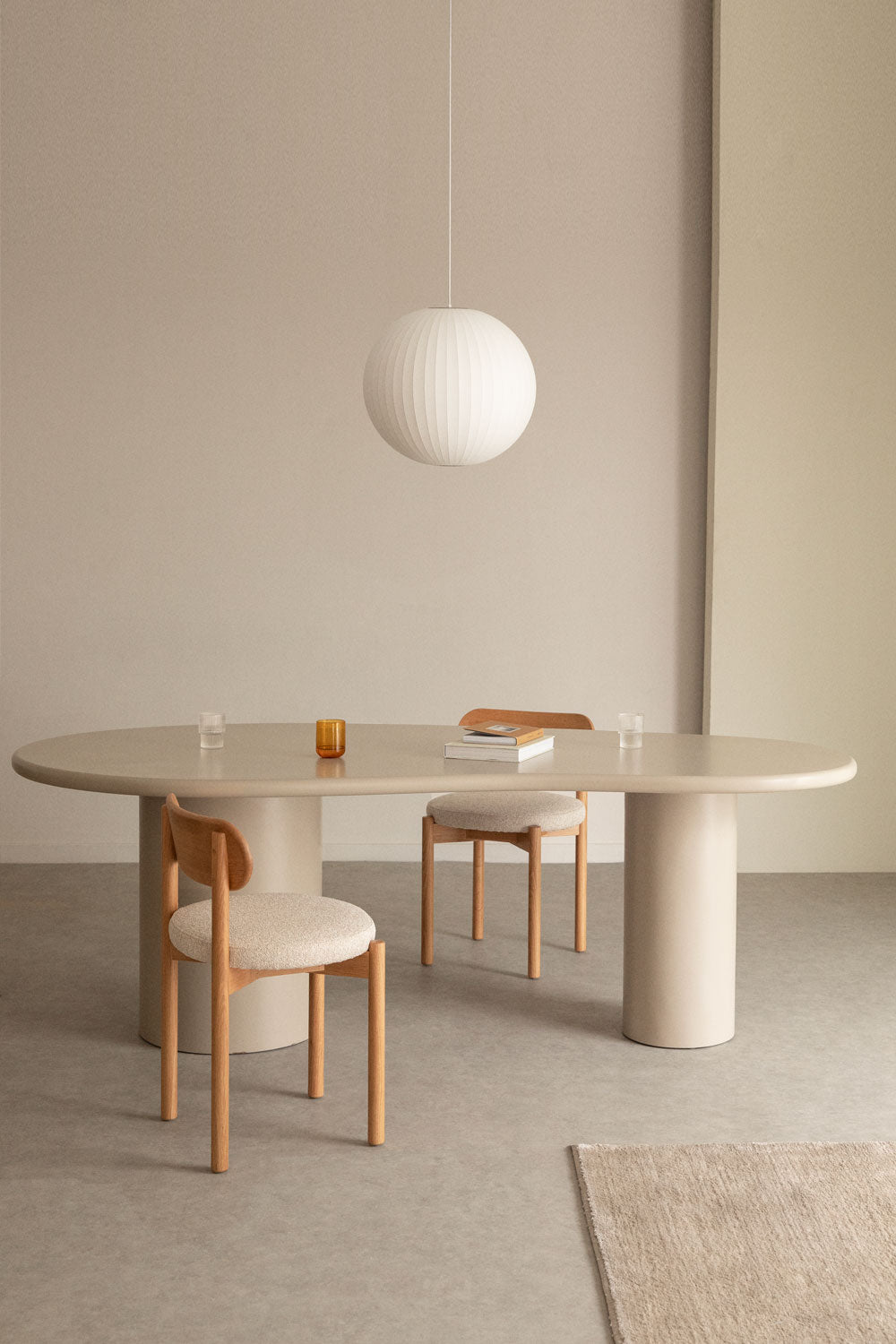 Dining table BILLIE, oval, cream