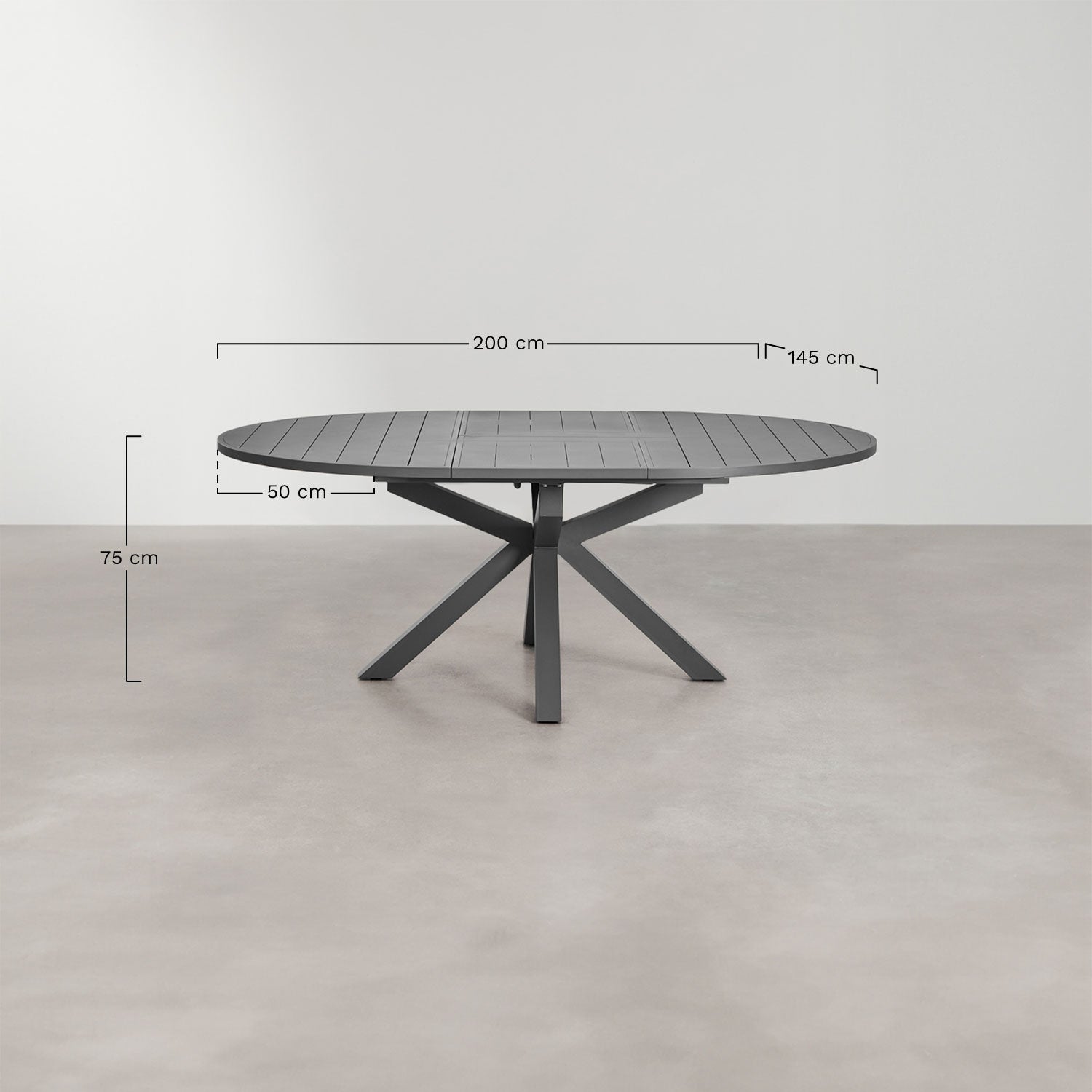 Valgomojo stalas BRONA, pratęsiamas, 145-200x145 cm, smėlio balta