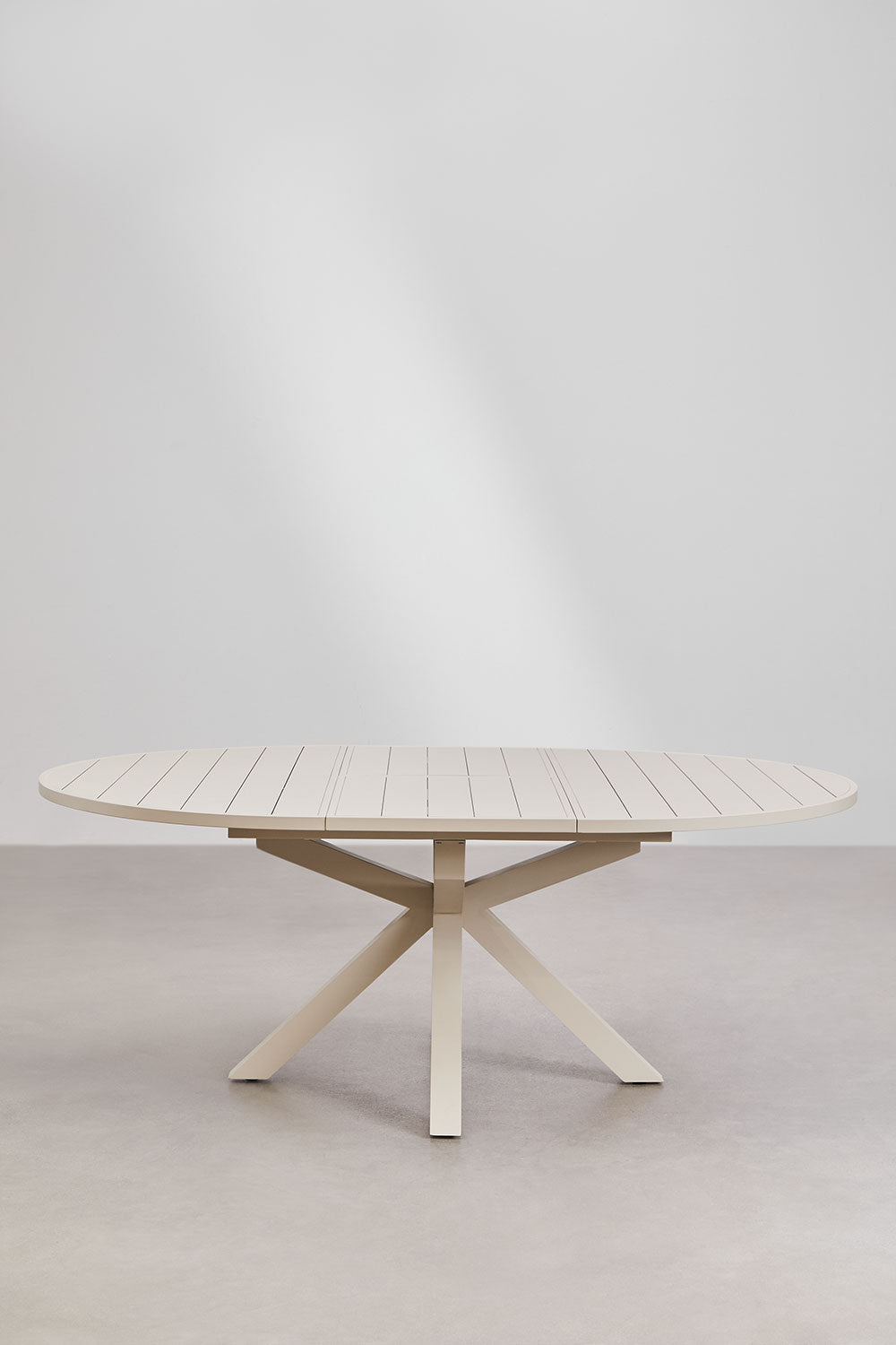 Valgomojo stalas BRONA, pratęsiamas, 145-200x145 cm, smėlio balta