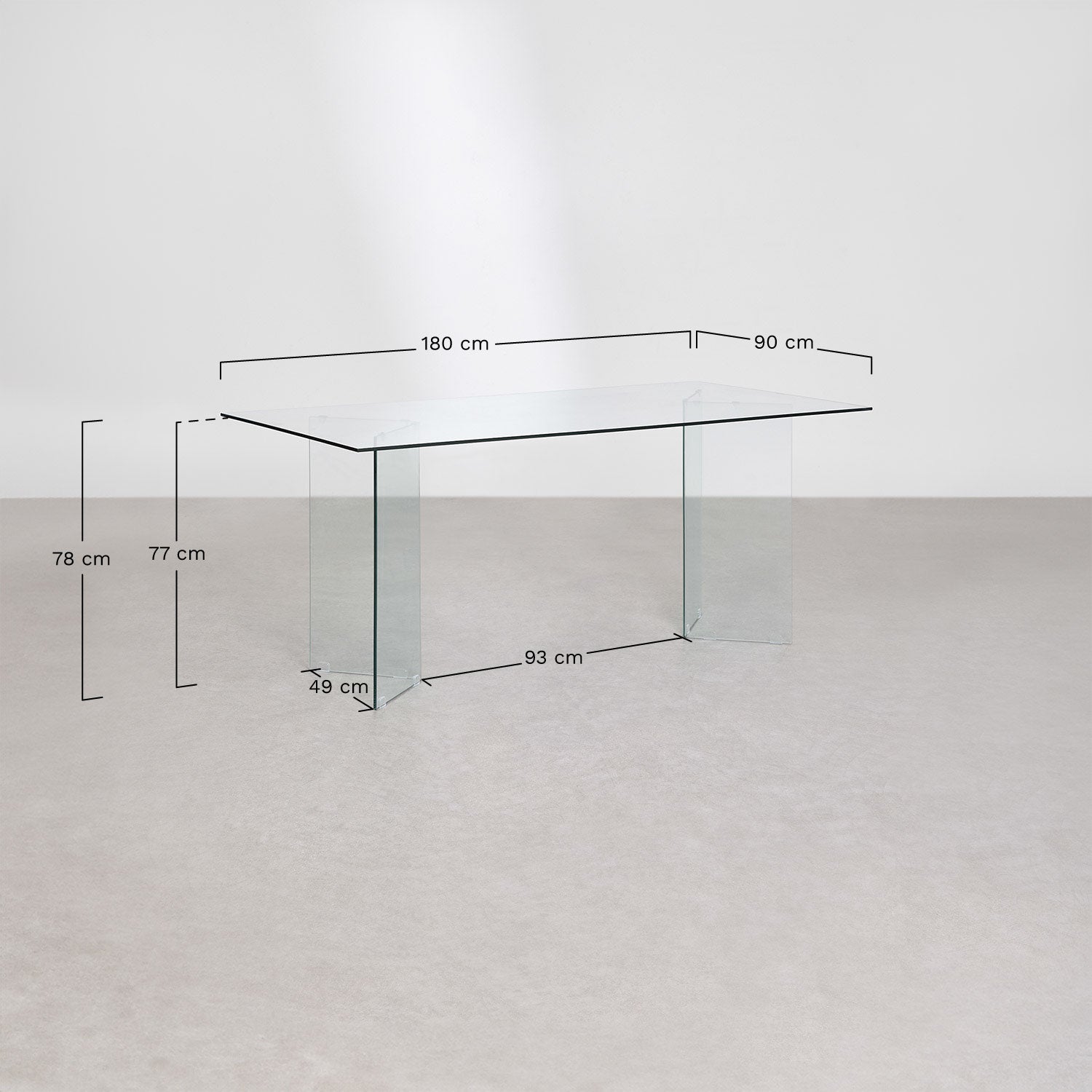 PURY stikla pusdienu galds, 180x90 cm