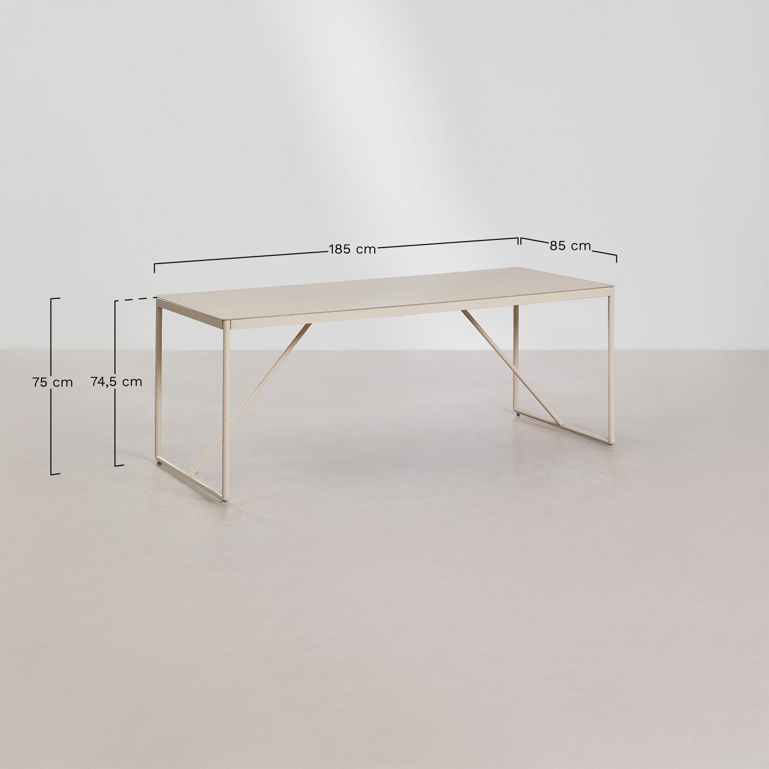 Ēdamgalds MELITA, 185x85 cm, tērauds, smilšu balts