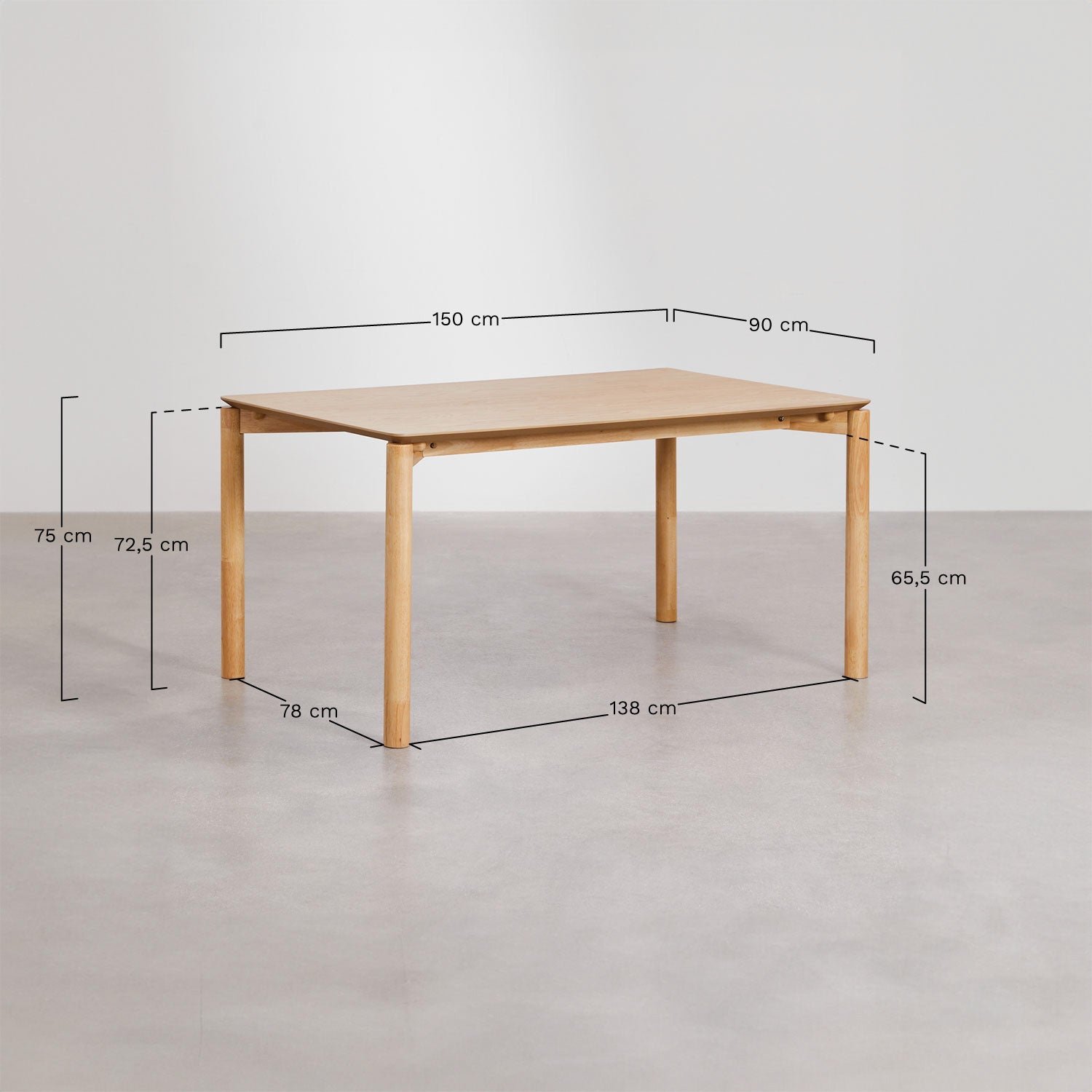 Dining table MODEL, 150x90 cm, oak color