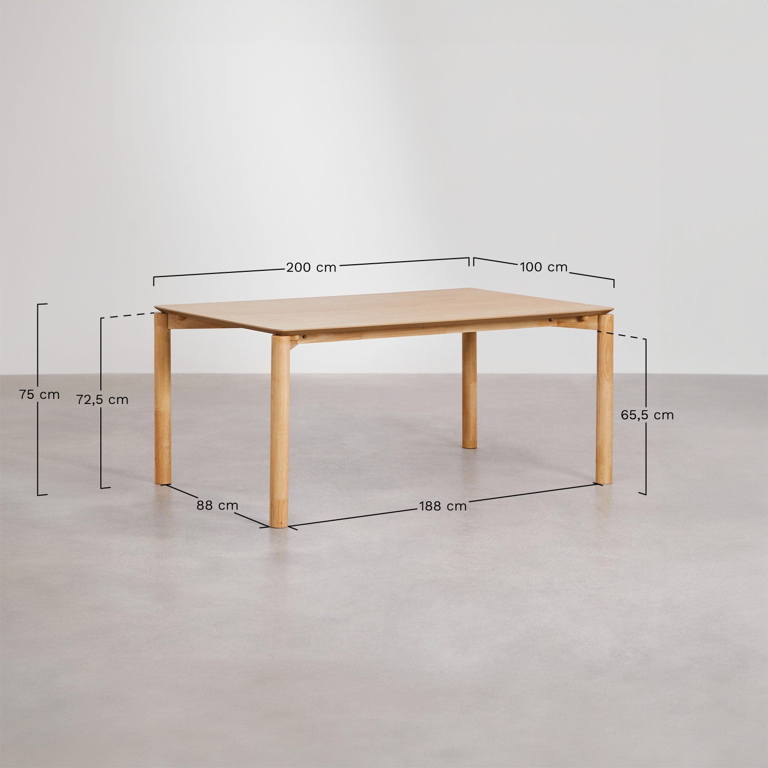 Dining table MODEL, 200x100 cm, oak color