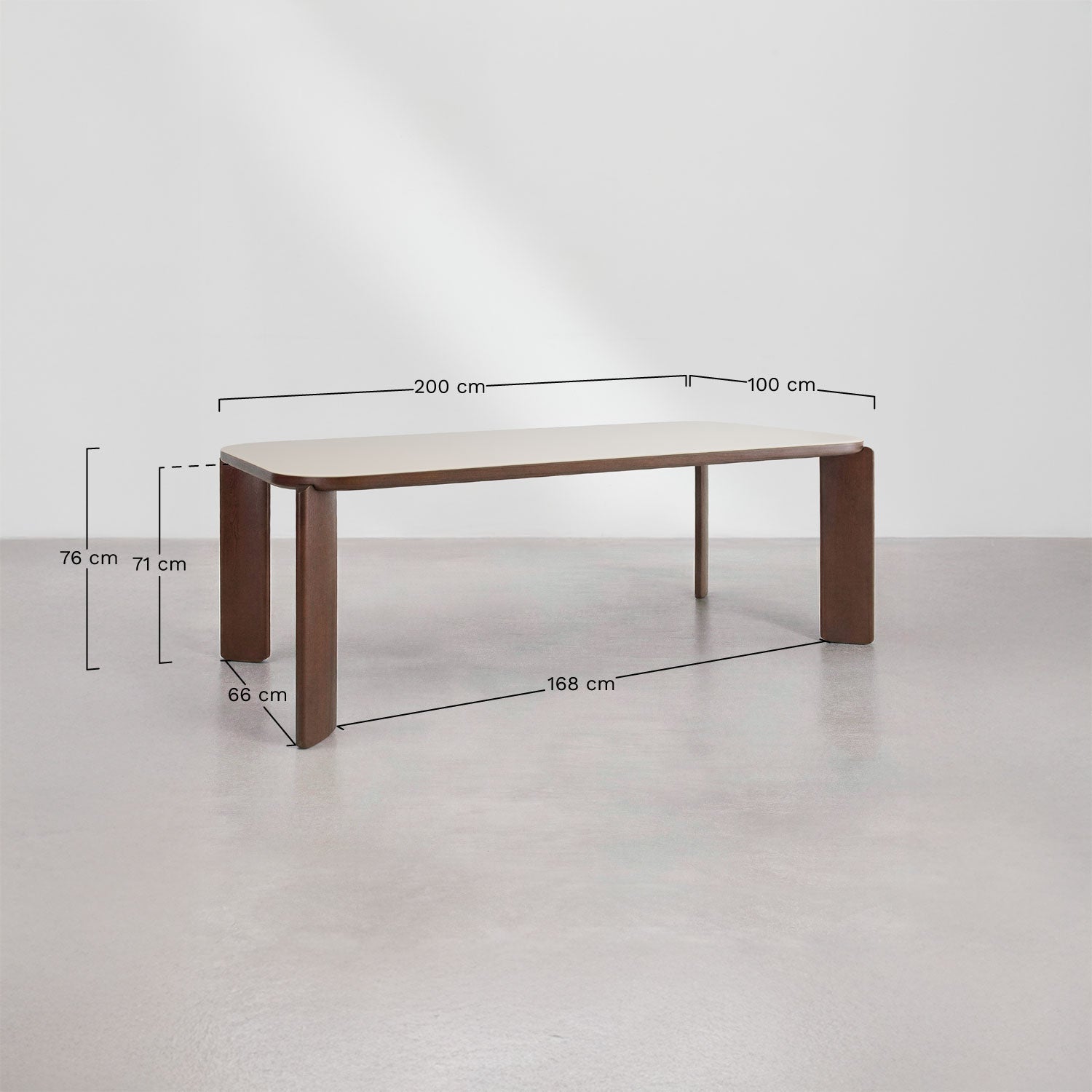 Valgomojo stalas NYLA, stačiakampis, 200x100 cm, stiklas