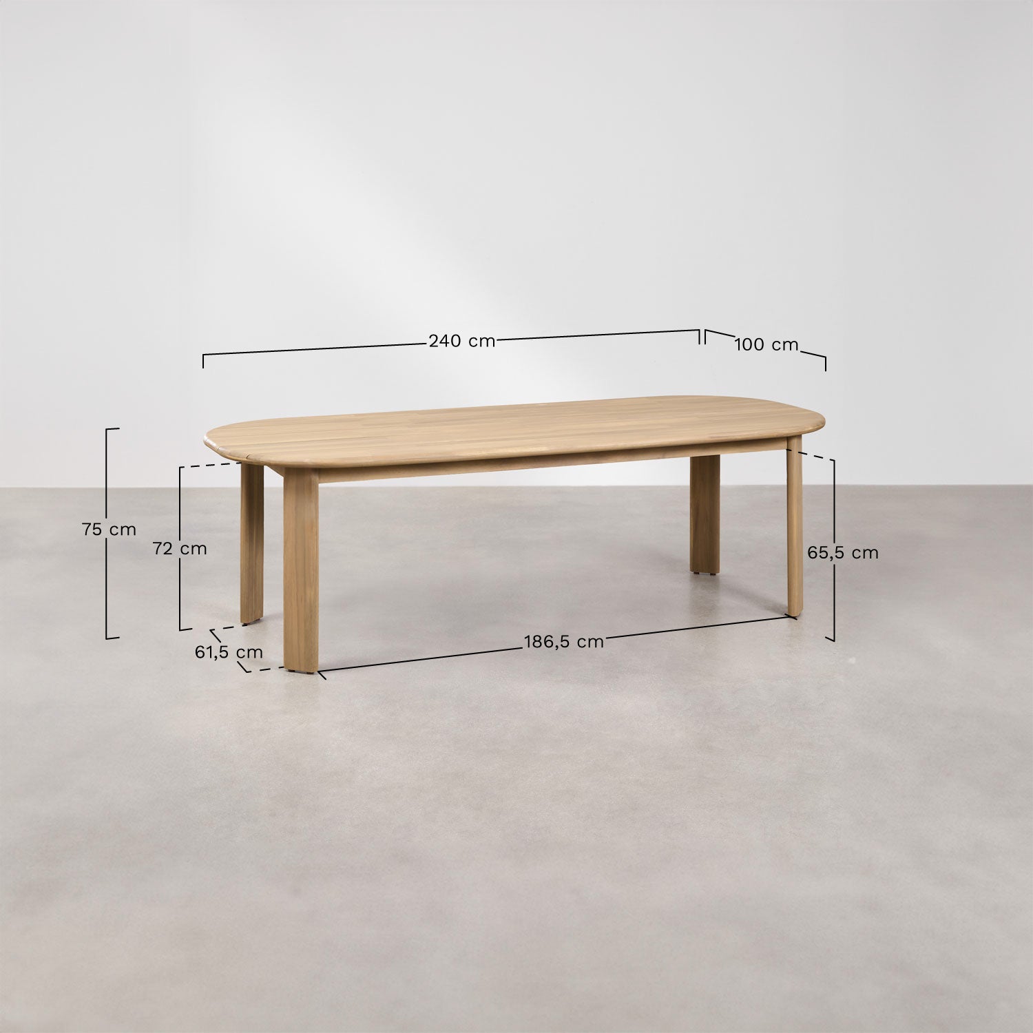 Ēdamgalds UNITY, ovāls, 240x100 cm, gaiši brūns