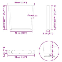 Valgomojo stalo kojelės, 2 vnt., baltos, 90x(72 - 73,3) cm, plienas, V formos - Namų Idėja
