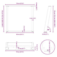 Valgomojo stalo kojelės, 2 vnt., juodos, 70x(72 - 73) cm, plienas, U formos - Namų Idėja