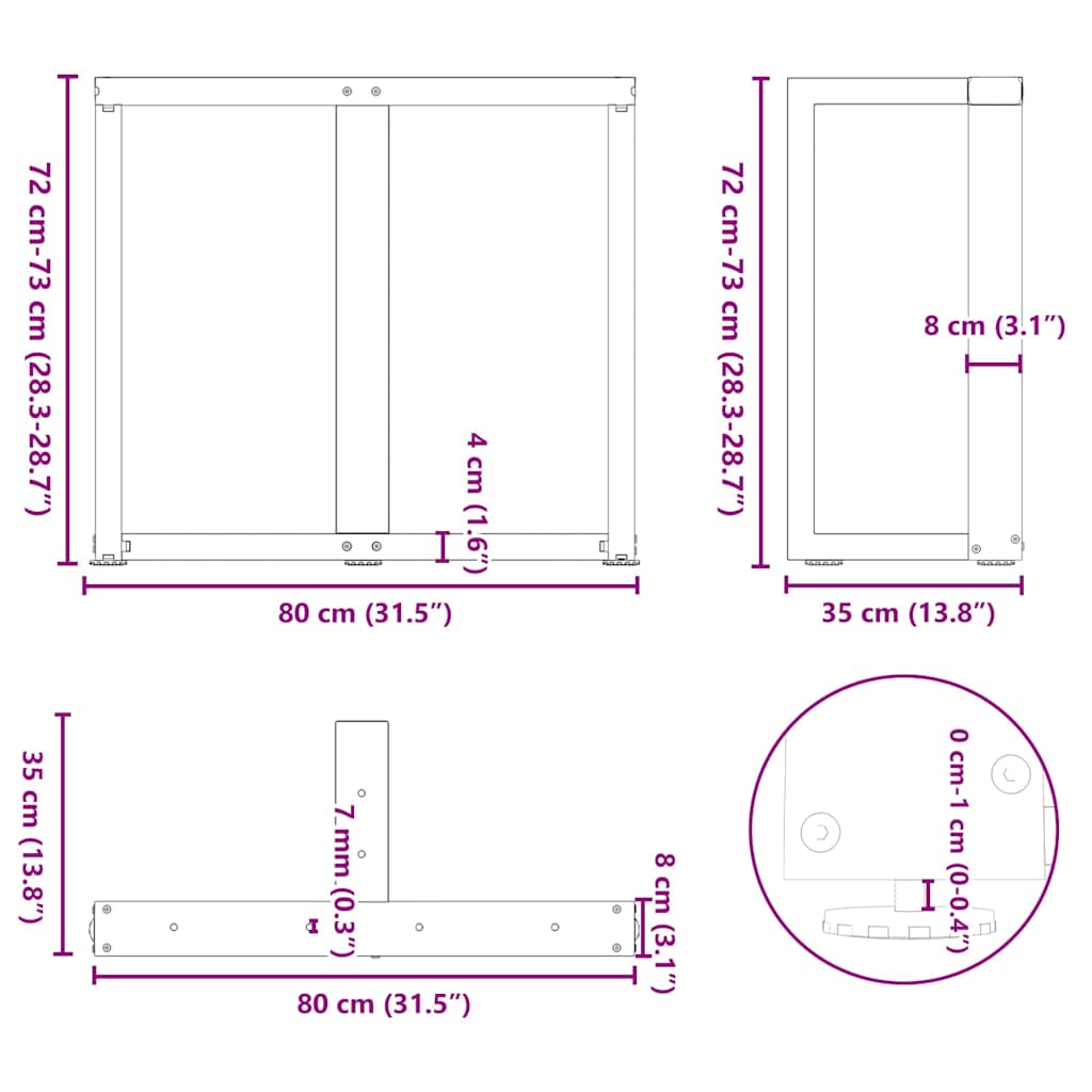 Valgomojo stalo kojelės, 2 vnt., juodos, 80x35x(72 - 73) cm, plienas - Namų Idėja